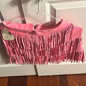 Altar'd State Pink Fringe Mini Skirt NWT Sz S